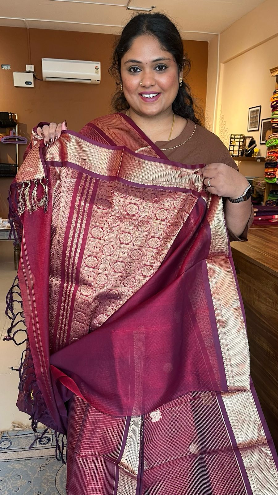 Mercerised Pure Kanchivaram Silk Cotton Madisar - 01-03-11-01