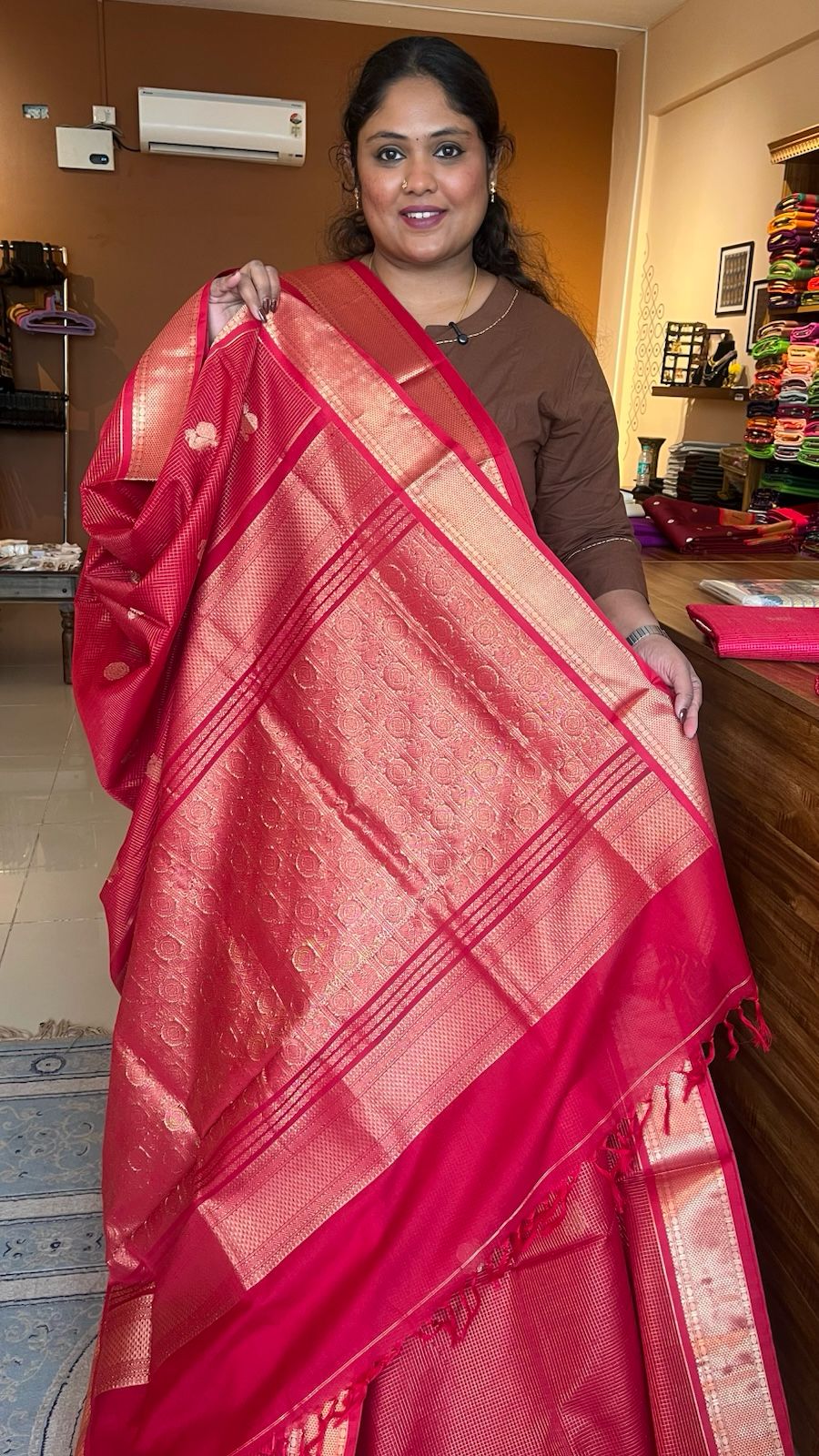 Mercerised Pure Kanchivaram Silk Cotton Madisar - 01-03-11-03