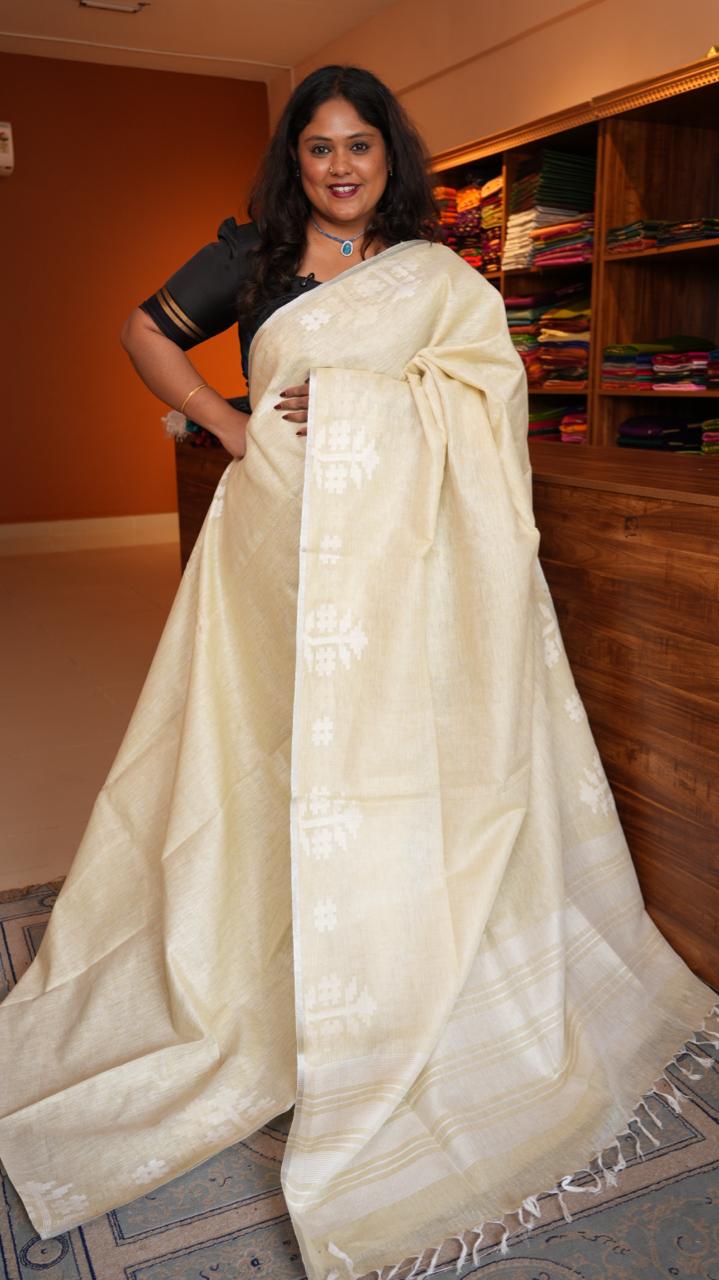 Baghalpuri Pure Linen Saree - 06-06-01-15 (BELLE)