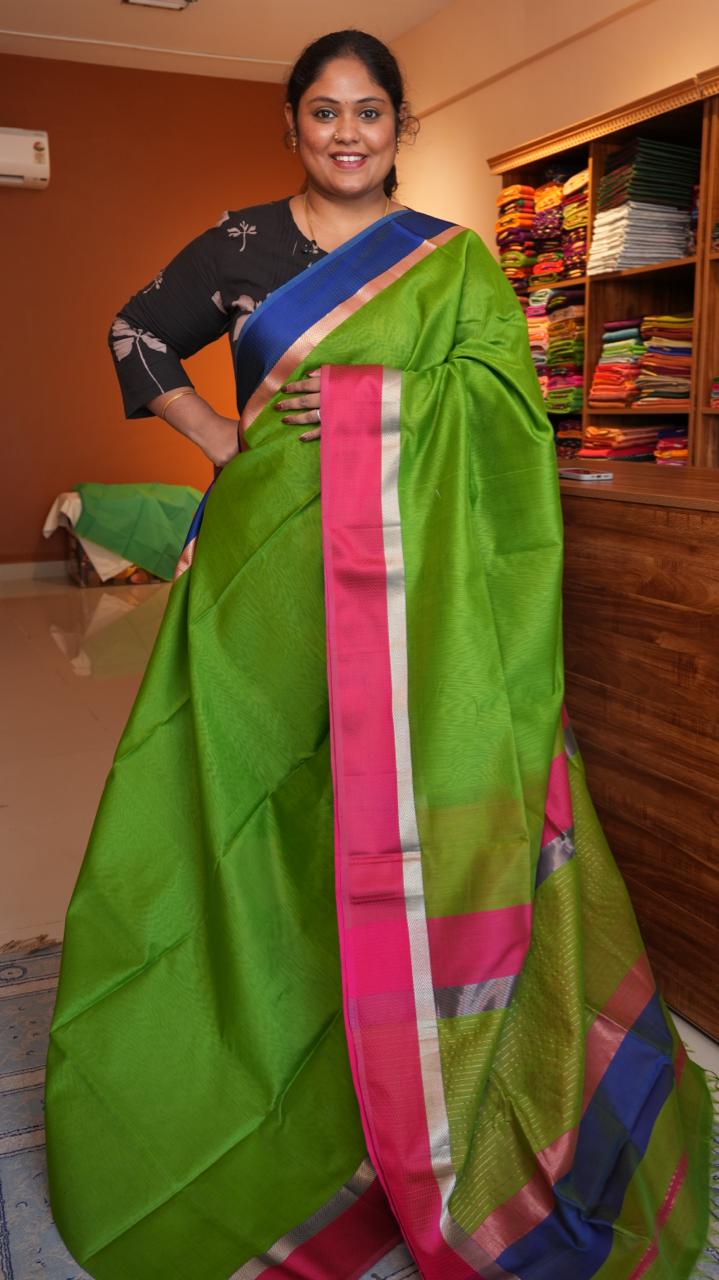 Maheshwari Silk Cotton Saree -05-12B-04-11 (TOTA HARA)