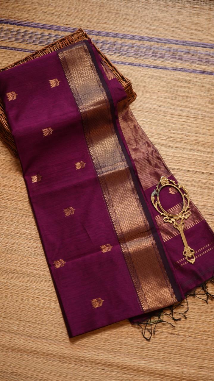 Maheshwari Lotus Bhutta Saree -05-06B-01-01 (VEILED VIOLET)