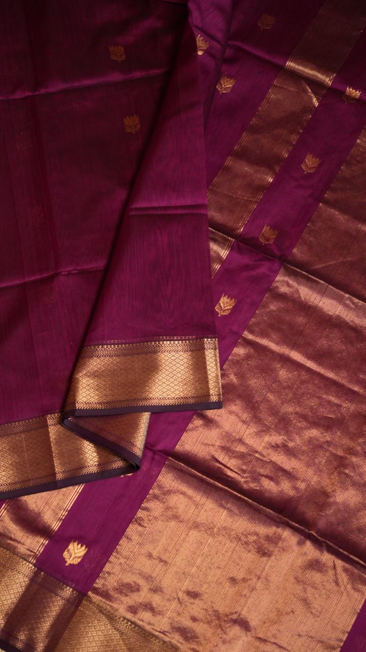 Maheshwari Lotus Bhutta Saree -05-06B-01-01 (VEILED VIOLET)