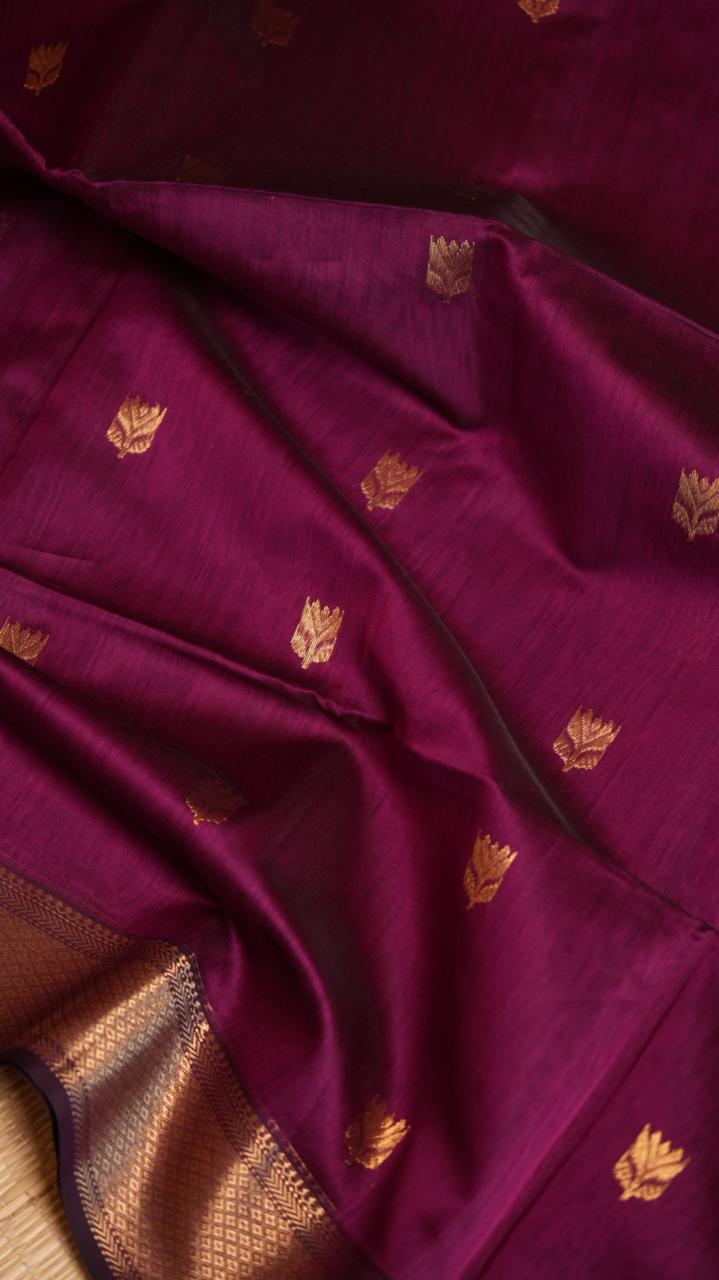 Maheshwari Lotus Bhutta Saree -05-06B-01-01 (VEILED VIOLET)