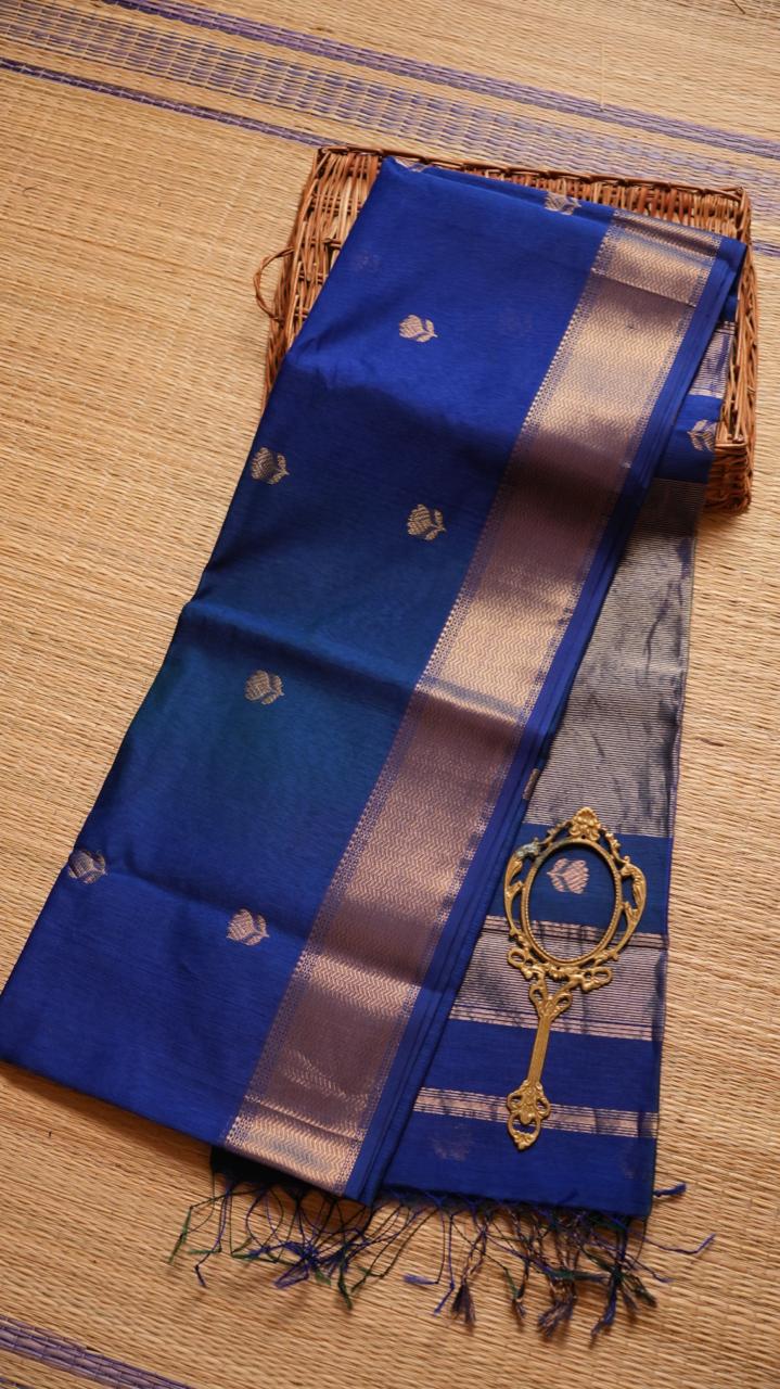 Maheshwari Lotus Bhutta Saree -05-06B-01-07 (HIDDEN SAPPHIRE)