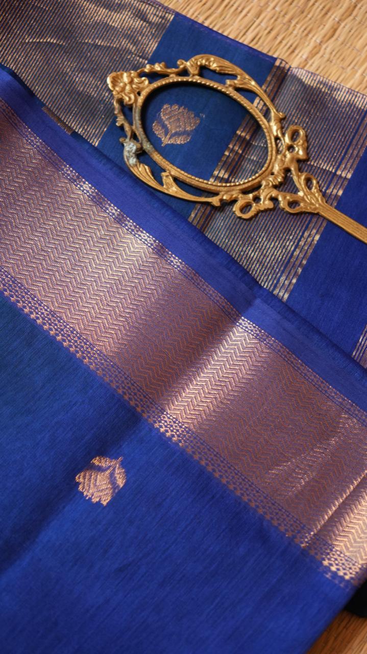 Maheshwari Lotus Bhutta Saree -05-06B-01-07 (HIDDEN SAPPHIRE)