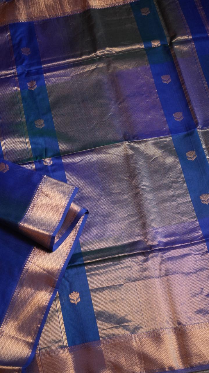 Maheshwari Lotus Bhutta Saree -05-06B-01-07 (HIDDEN SAPPHIRE)