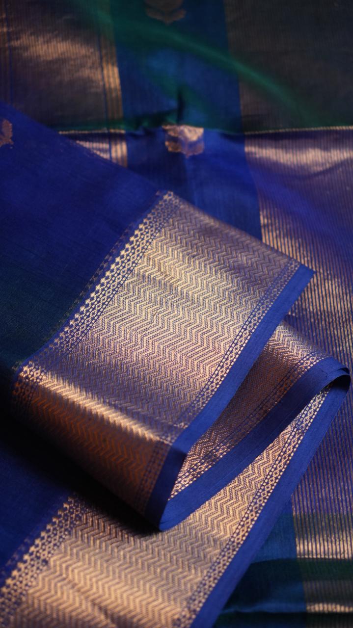 Maheshwari Lotus Bhutta Saree -05-06B-01-07 (HIDDEN SAPPHIRE)