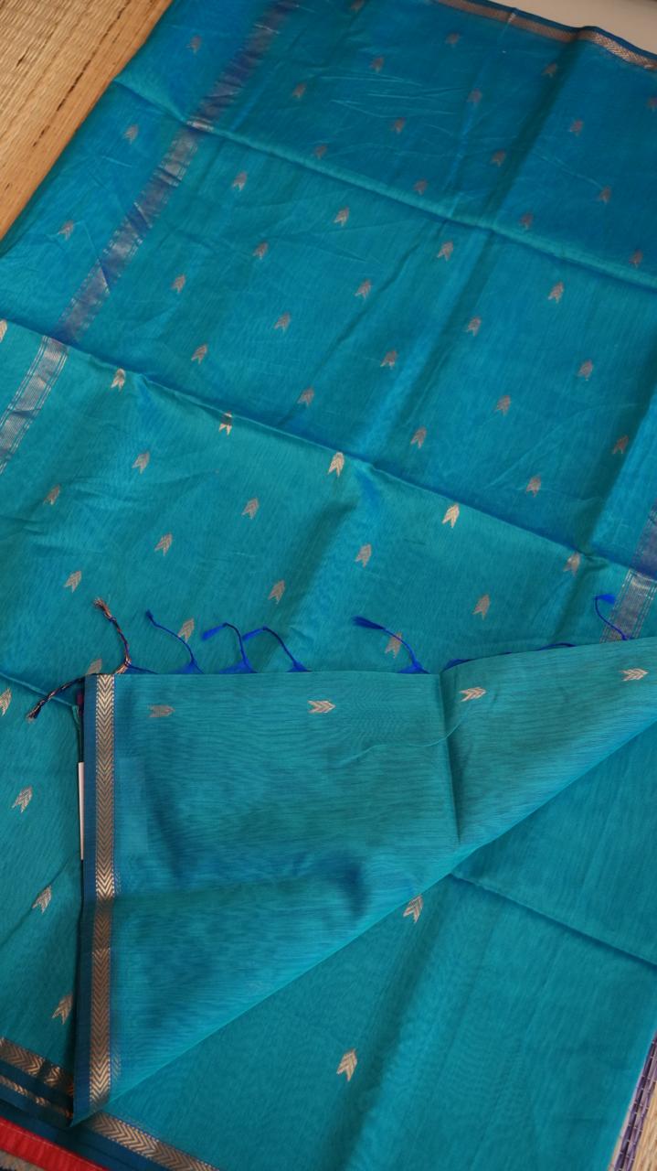 Maheshwari Silk Cotton Saree - 05-06B-04-07 (LAGOON BREEZE)