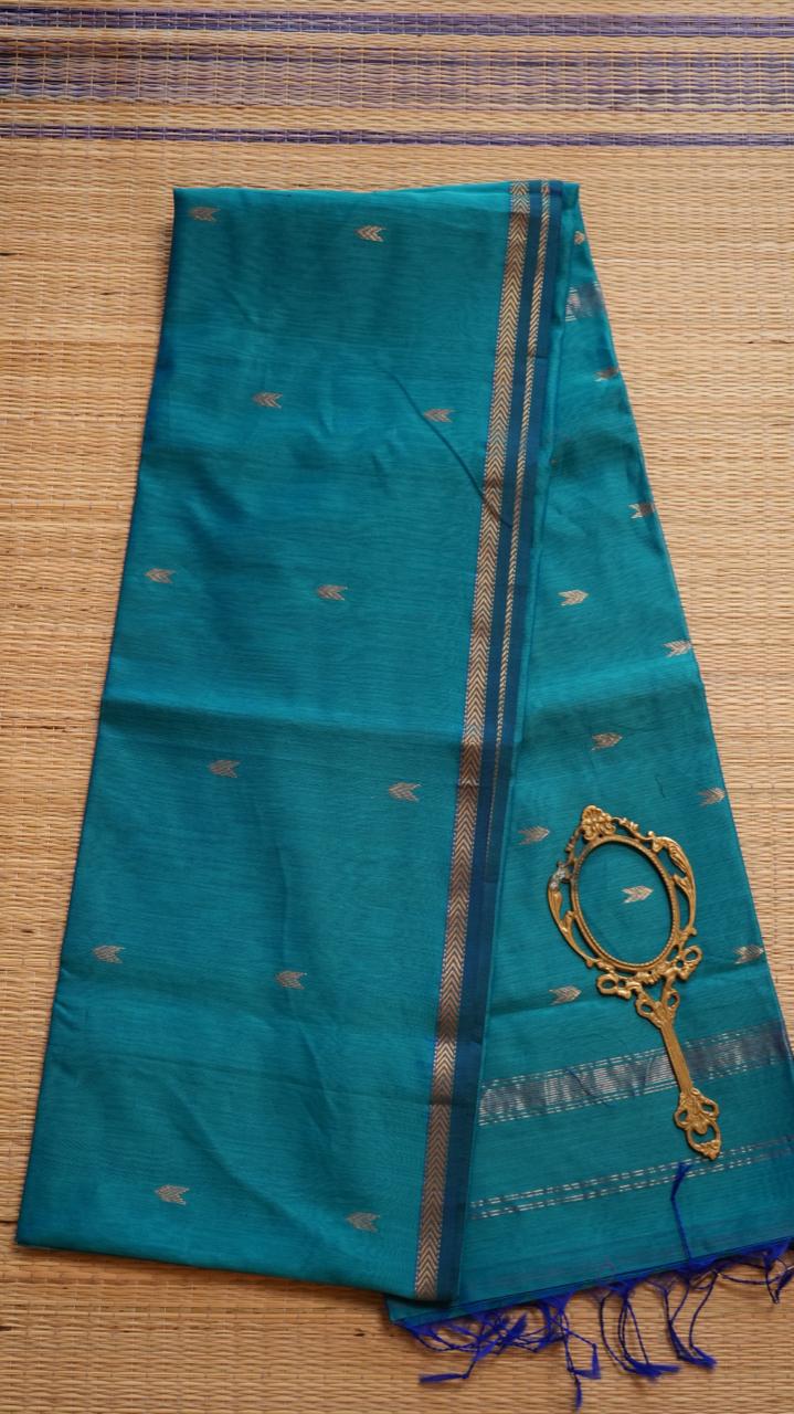 Maheshwari Silk Cotton Saree - 05-06B-04-07 (LAGOON BREEZE)
