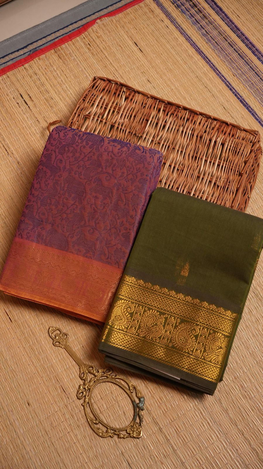 Kanchi Cotton Saree - 01-03-06-PCS-04 & 01-09B-05-25 (COMBO 3 - NALANGU)