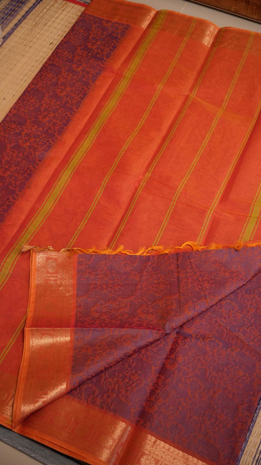 Kanchi Cotton Saree - 01-03-06-PCS-04 & 01-09B-05-25 (COMBO 3 - NALANGU)
