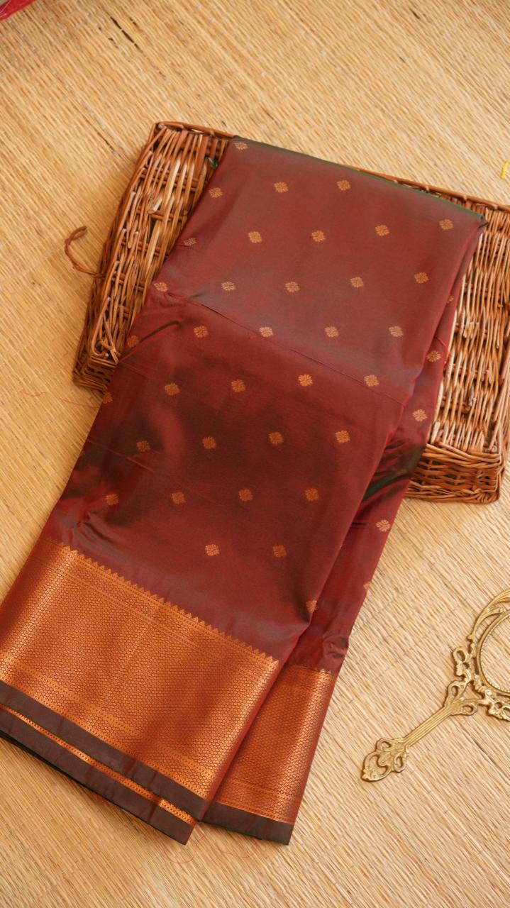 Paithani Semi Silk Sarees - 44-06-01-04 (DARK CHOCOLATE)