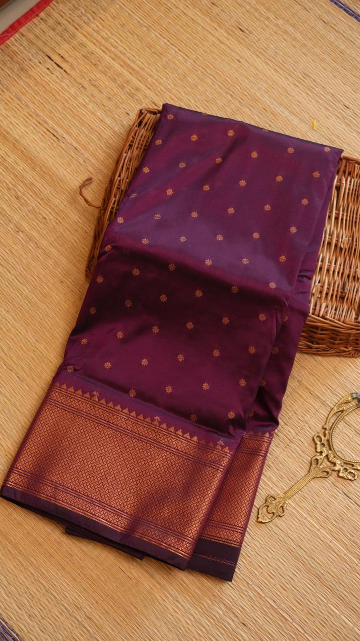 Paithani Semi Silk Sarees - 44-06-01-03 (ROYAL PLUM)