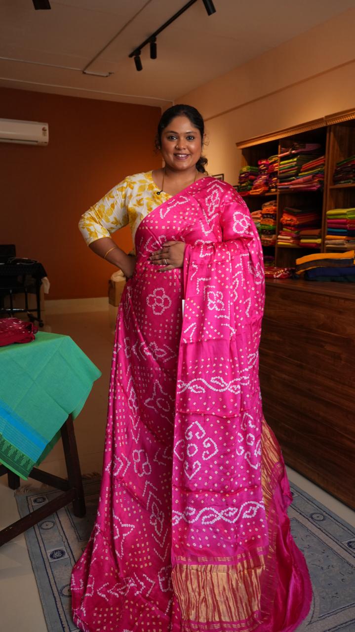 Bandini Modal Silk Saree - 46-06-01-04 (ROSE BLOOM)