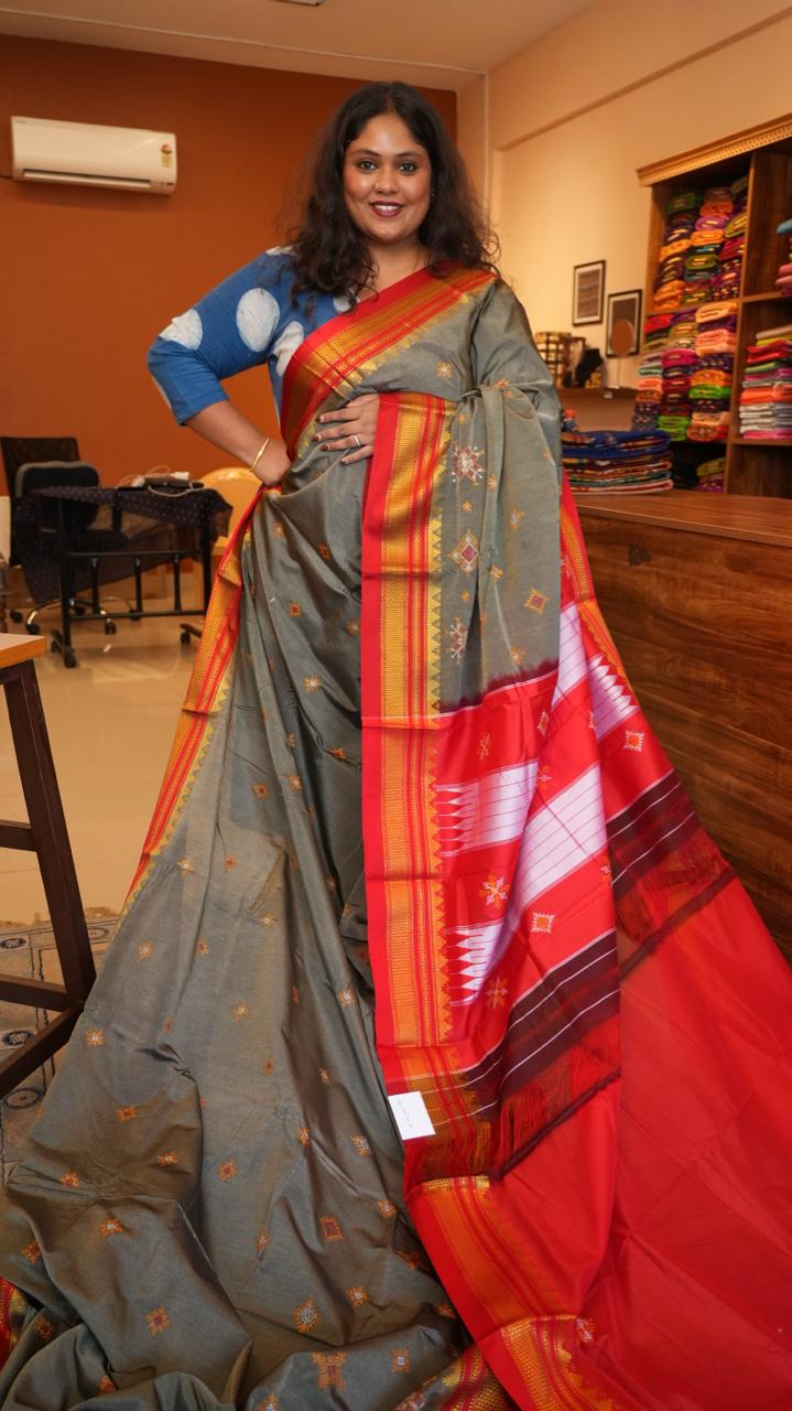 Kasuti Ilkal Saree -44-06-02-01 (MONSOON VERMILION)
