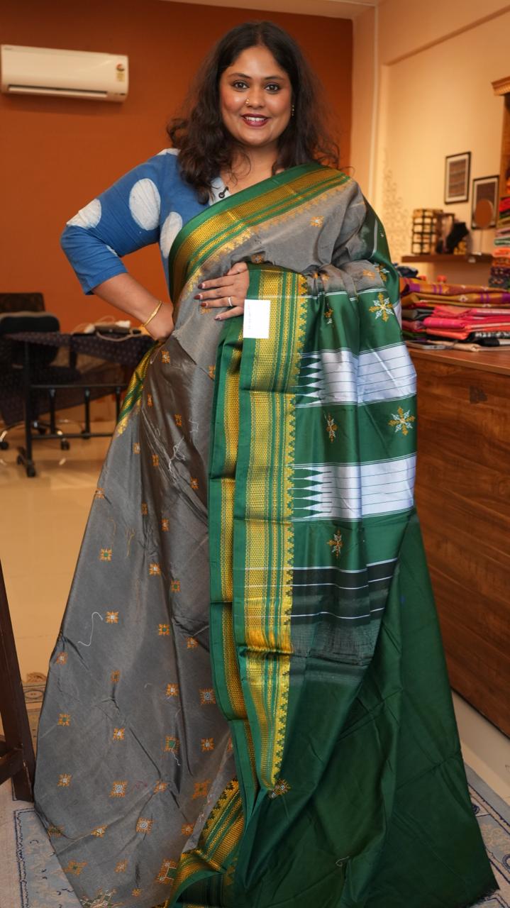 Kasuti Ilkal Saree -44-06-02-03 (SLATE CEDAR)