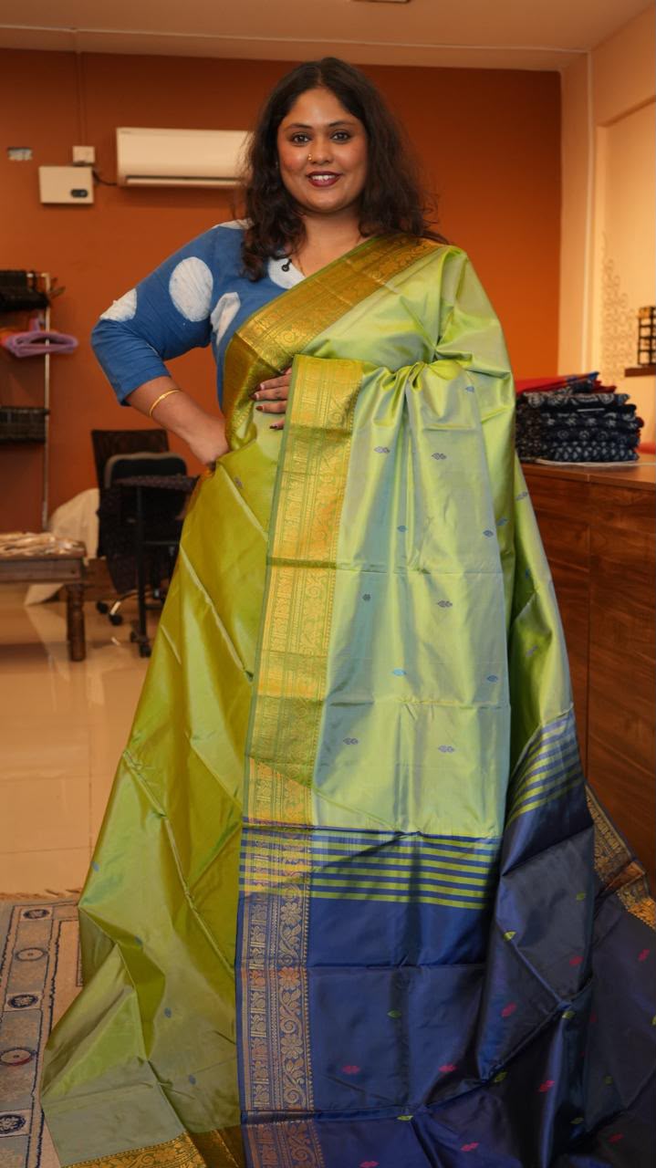 Chinnalampattu 6 Yards Saree - 03-06-02-04 (PARAKEET SKY)