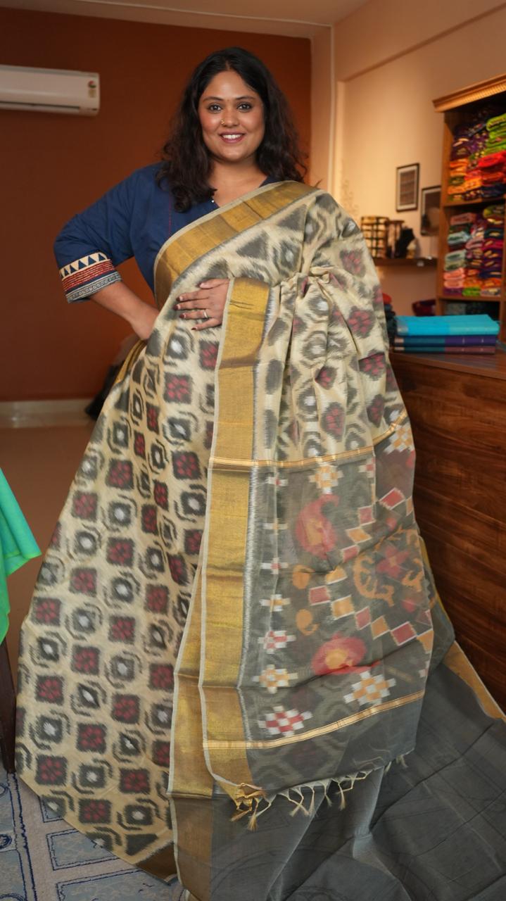 Chinnalampatti Ikkat Silk Cotton Saree -04-06-01-07 (ECHO GRID)