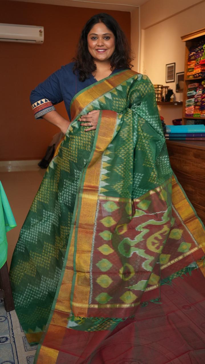 Chinnalampatti Ikkat Silk Cotton Saree -04-06-01-06 (MOSAIC GROVE)