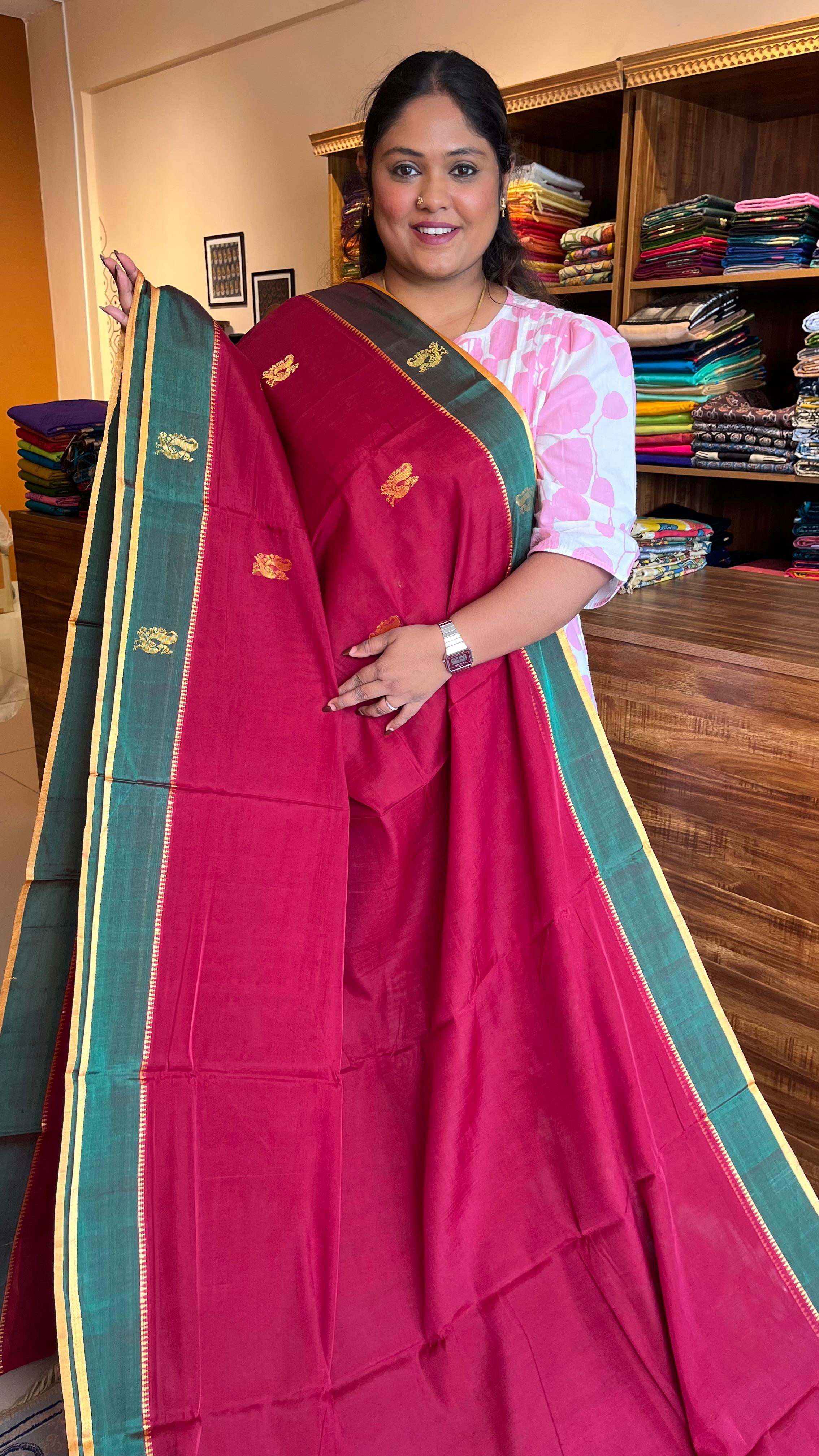 Devendra 10.5 Yards Madisar ( Maroon With Green)