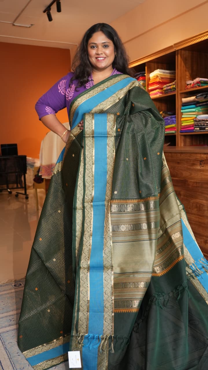 Masterpiece Kanchivaram Pure Silk Cotton Saree - 01-12-09-PSC-02 (AVOCADO)