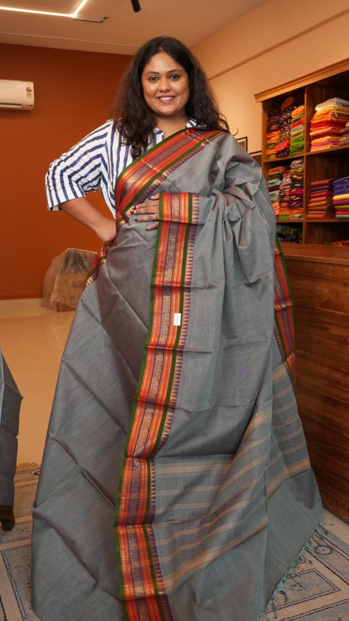 Kanchi Cotton Saree - 01-03-01-21 (GARDEN STONE)