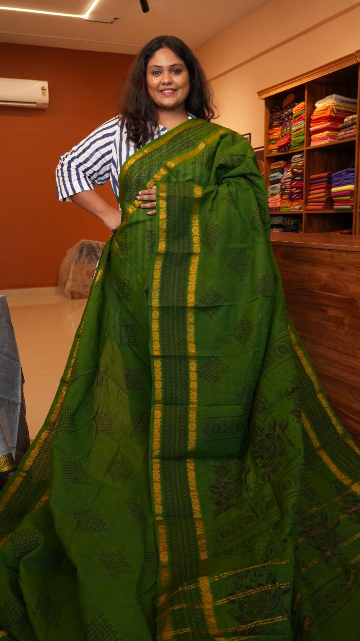Madurai Cotton Kolam Saree -11-06I-03-06 (SWEET PAAN)