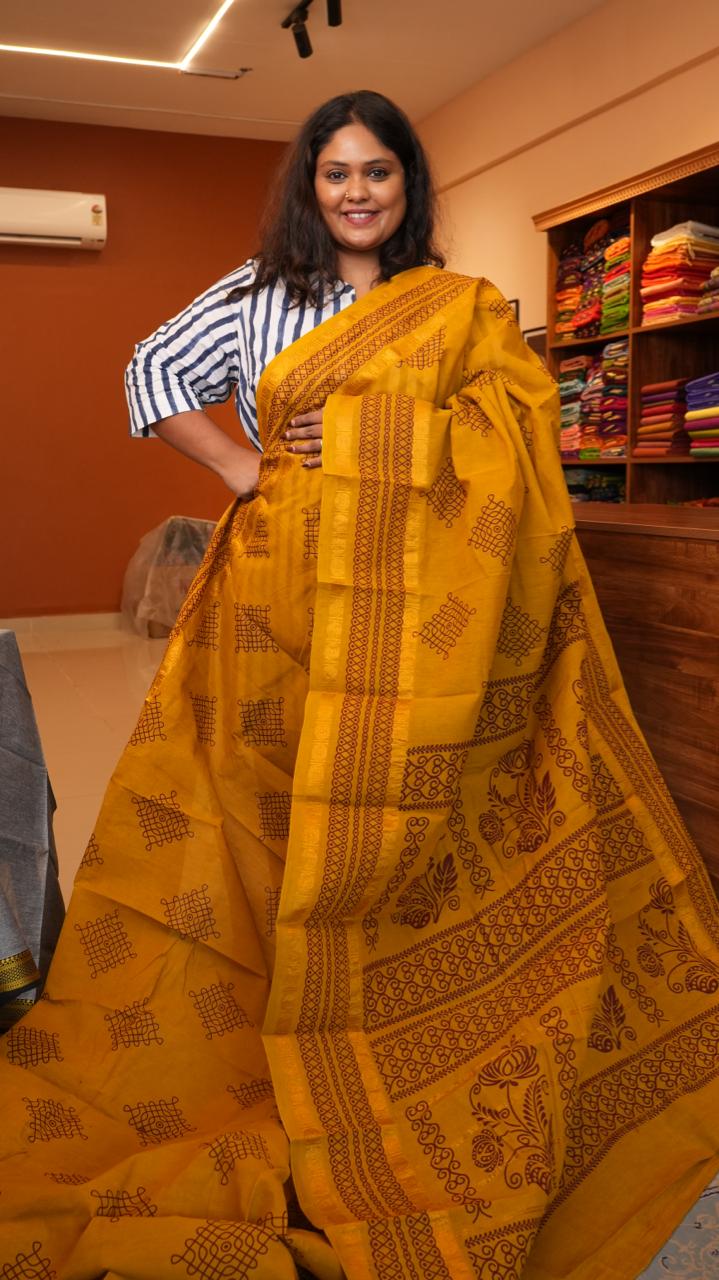 Madurai Cotton Kolam Saree -11-06I-03-07 (MYSORE PAK)