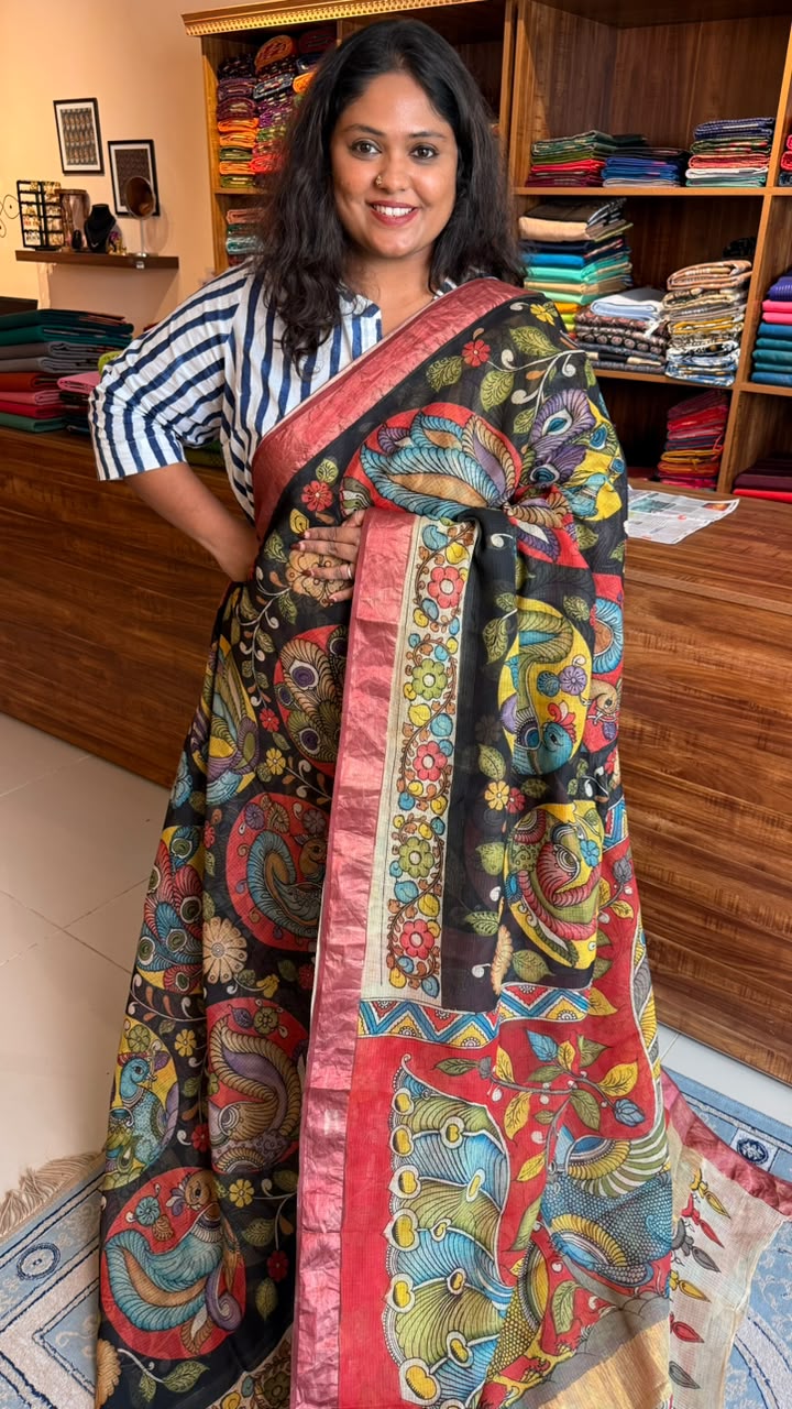 Kota Pen Kalamkari Hand Painted Saree - 02-07-01-02
