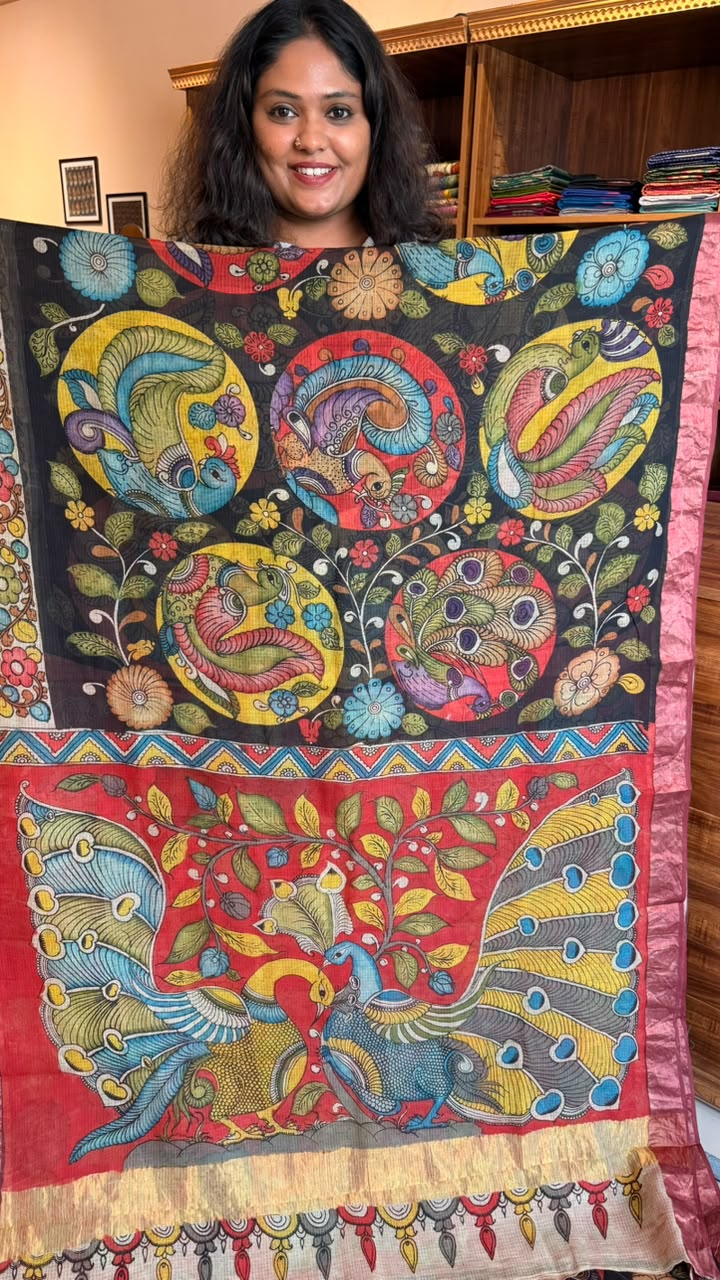 Kota Pen Kalamkari Hand Painted Saree - 02-07-01-02