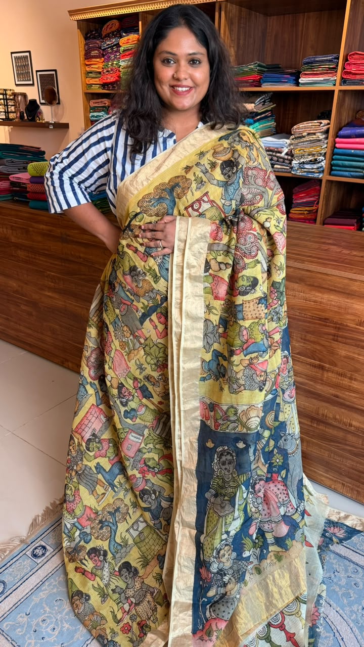 Kota Pen Kalamkari Hand Painted Saree - 02-07-01-03