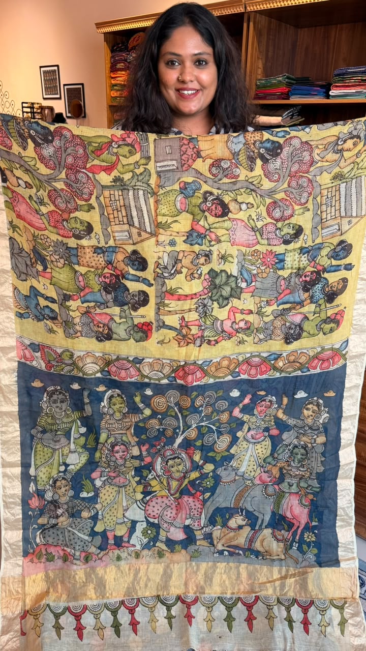 Kota Pen Kalamkari Hand Painted Saree - 02-07-01-03
