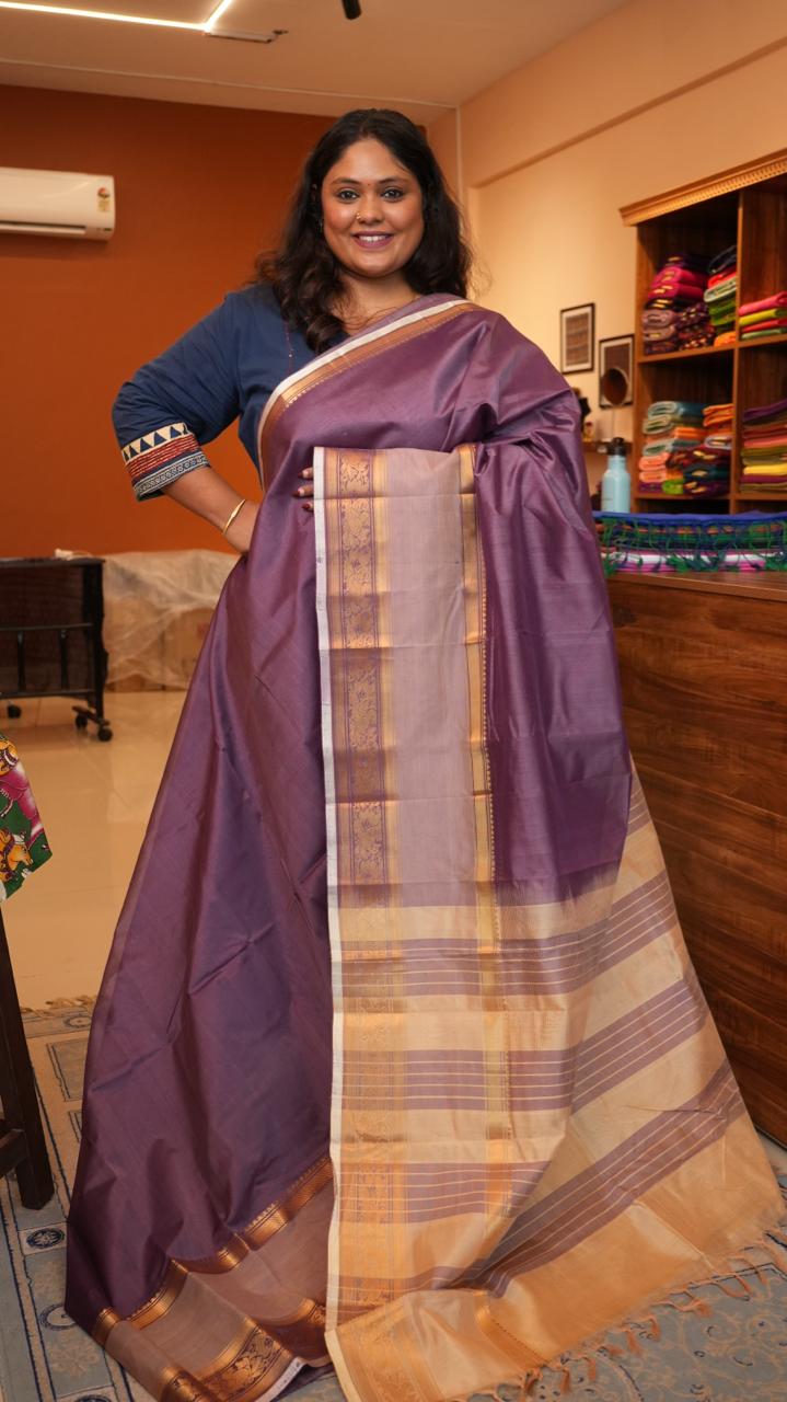 Mangalagiri Kanchi Border Saree -15-07-08-07 (HEATHER SAND)