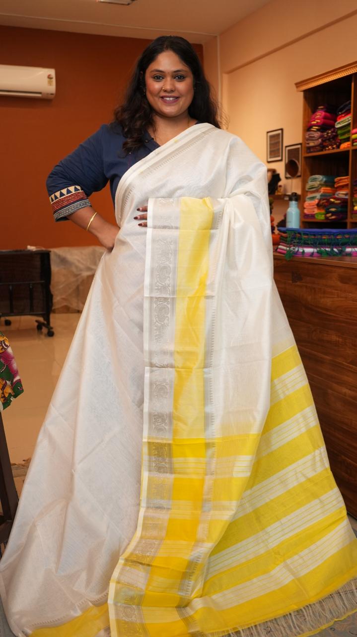 Mangalagiri Kanchi Border Saree -15-07-08-05 (SNOWY ZEST)