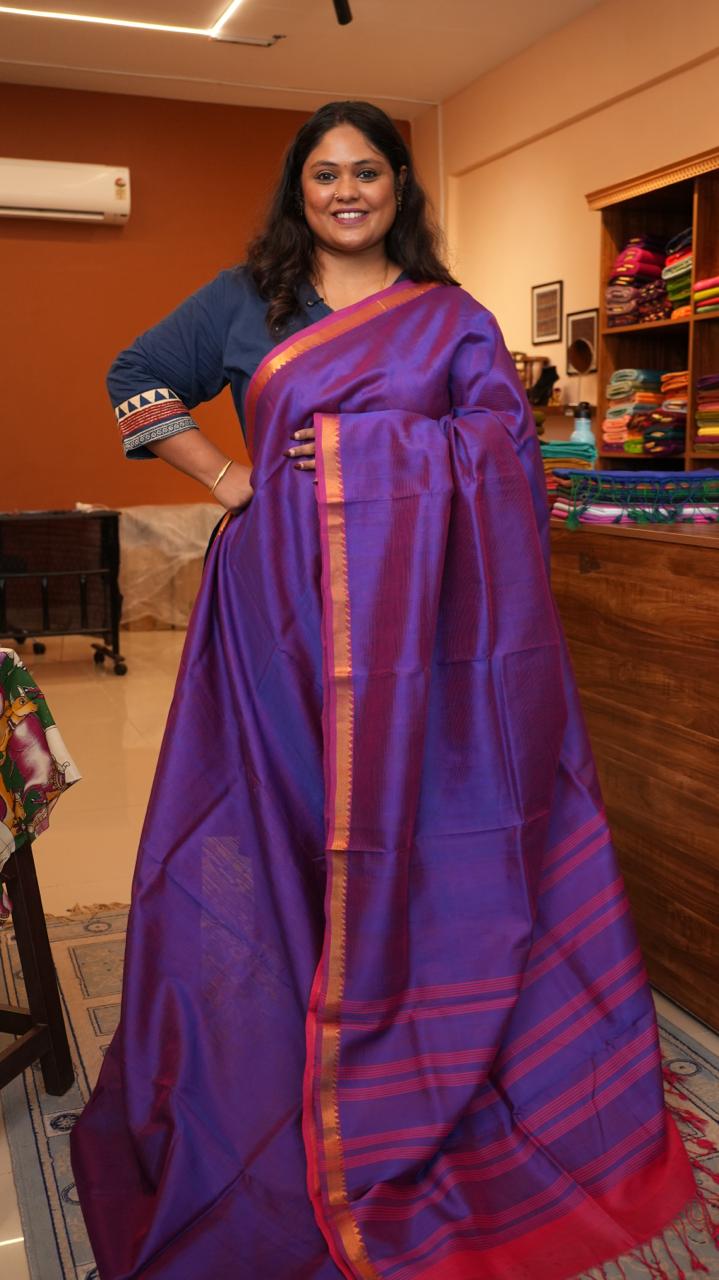 Mangalagiri Small Border Saree -15-07-03-06 (TWILIGHT VIOLET)