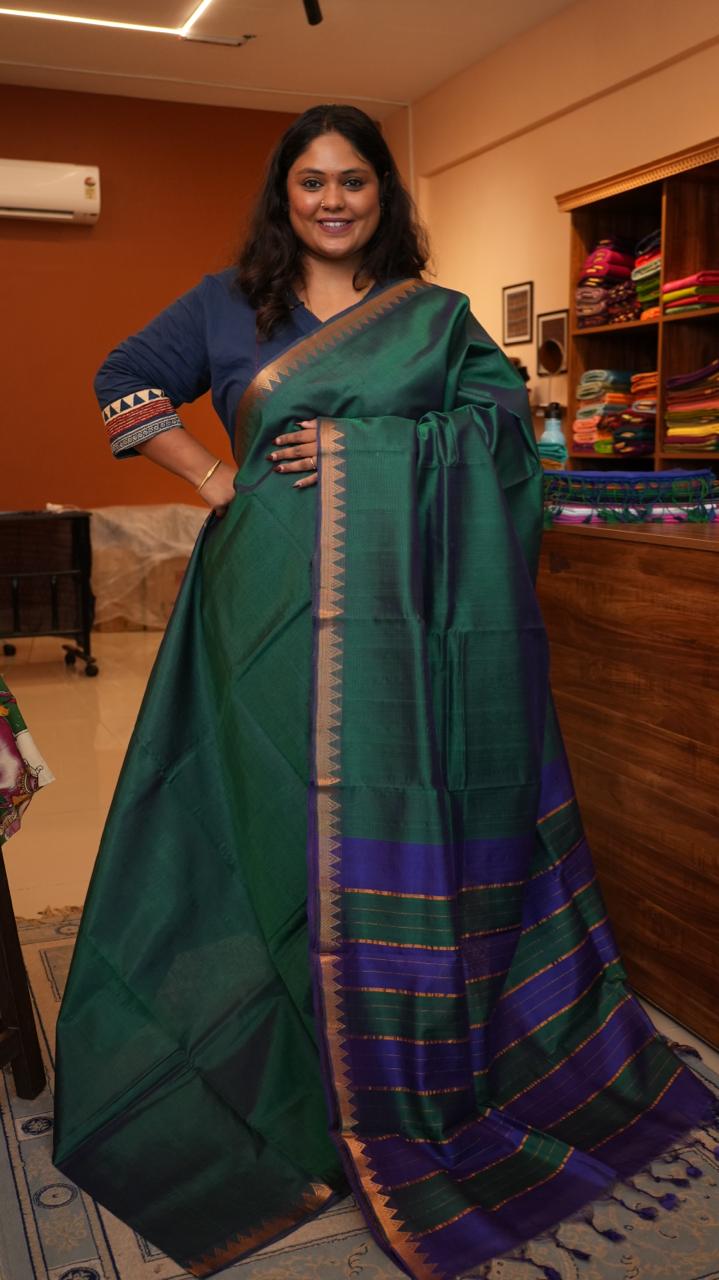 Mangalagiri Small Border Saree -15-07-03-05 (EVERGREEN)
