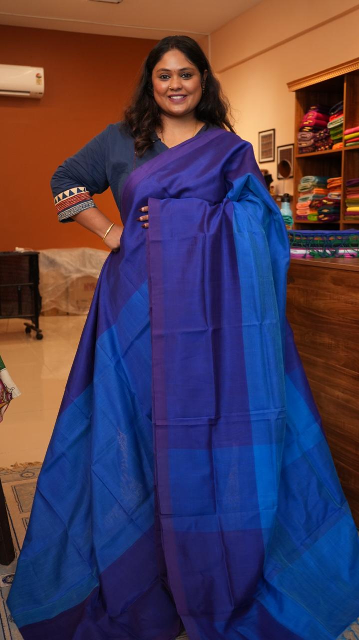 Mangalagiri Plain Sarees -15-07-09-06 (AMETHYST ULTRAMARINE)