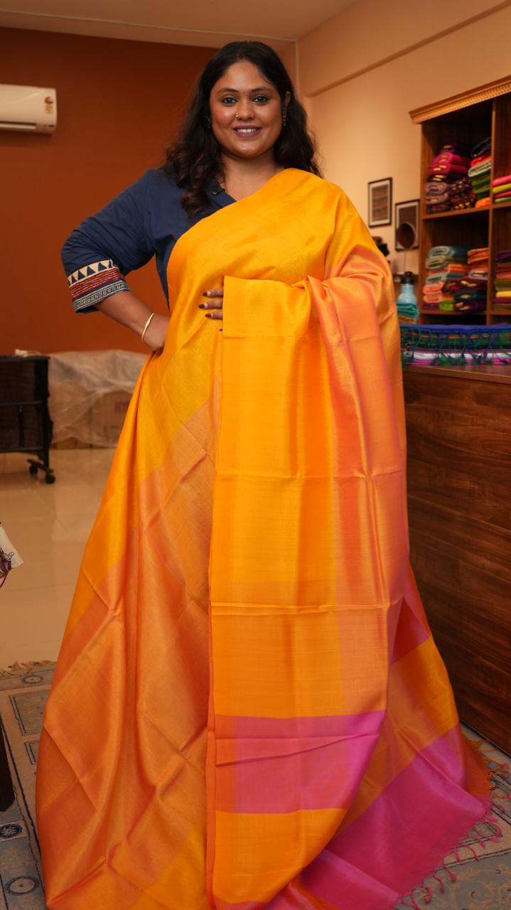 Mangalagiri Plain Sarees -15-07-09-05 (MARIGOLD AMBER)