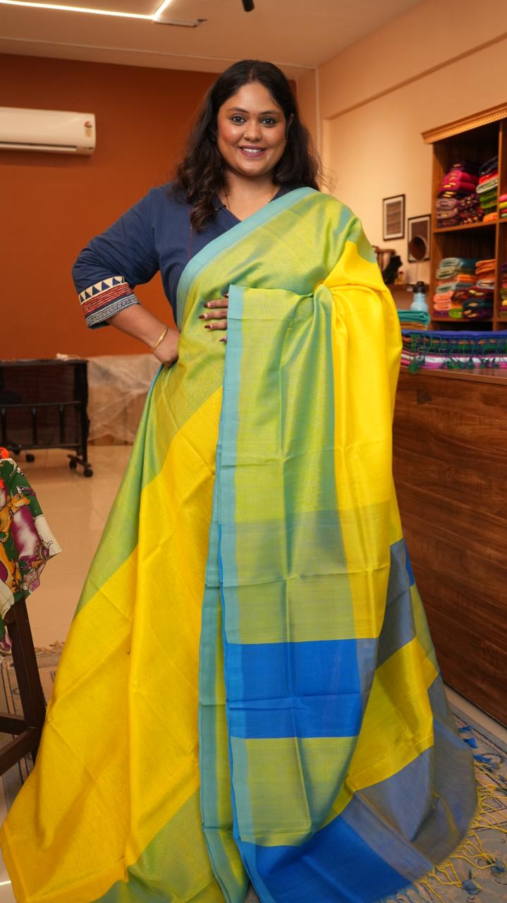 Mangalagiri Plain Sarees -15-07-09-03 (CITRINE MEADOW)