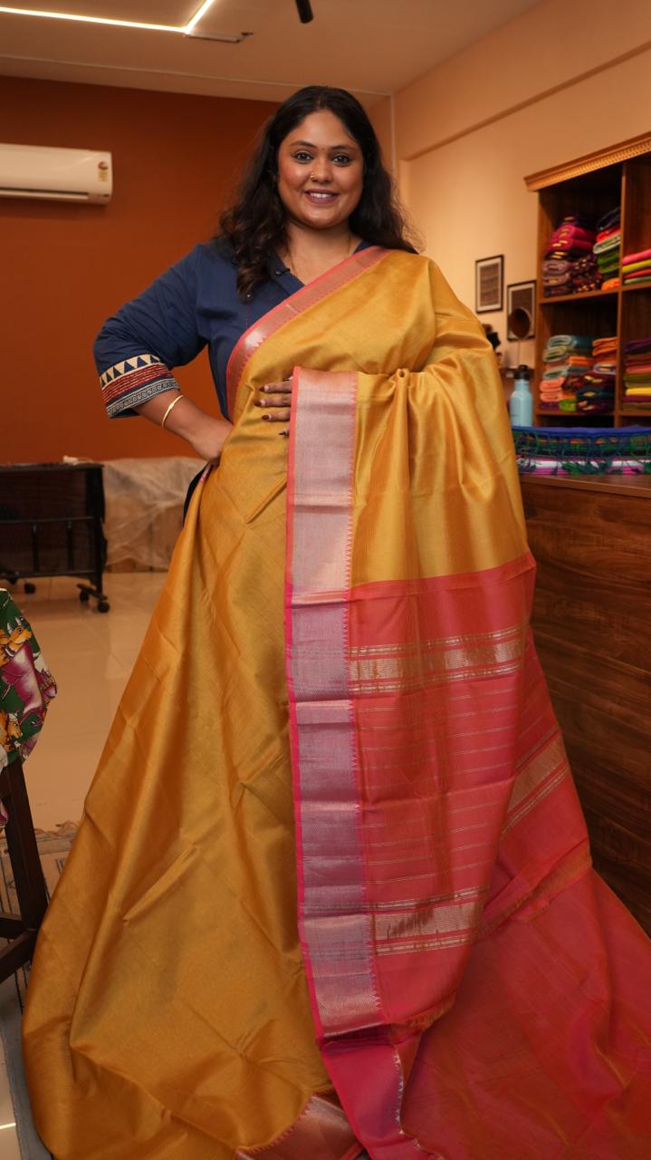 Mangalagiri Nizam Border Saree -15-07-05-02 (HONEY SUNSTONE)