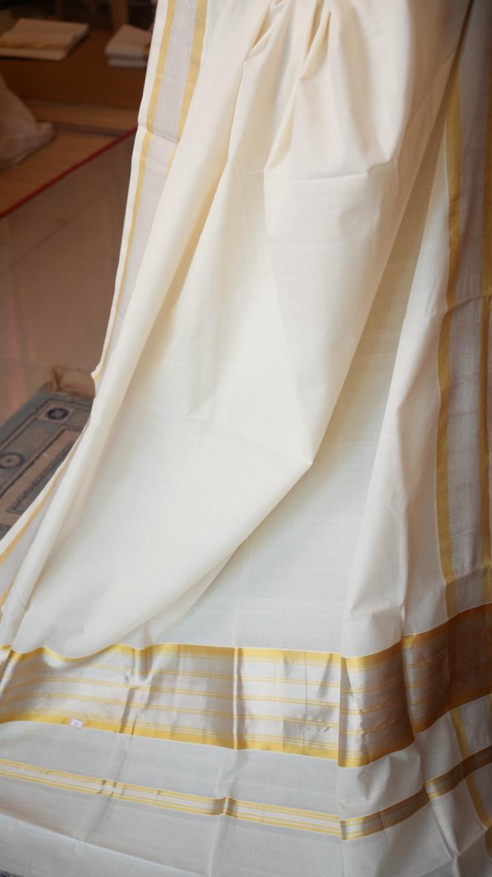 Handwoven Balaramapuram Kasavu Sarees - Traditional -01-07-09-02 (DOUBLE GOLD KASAVU)