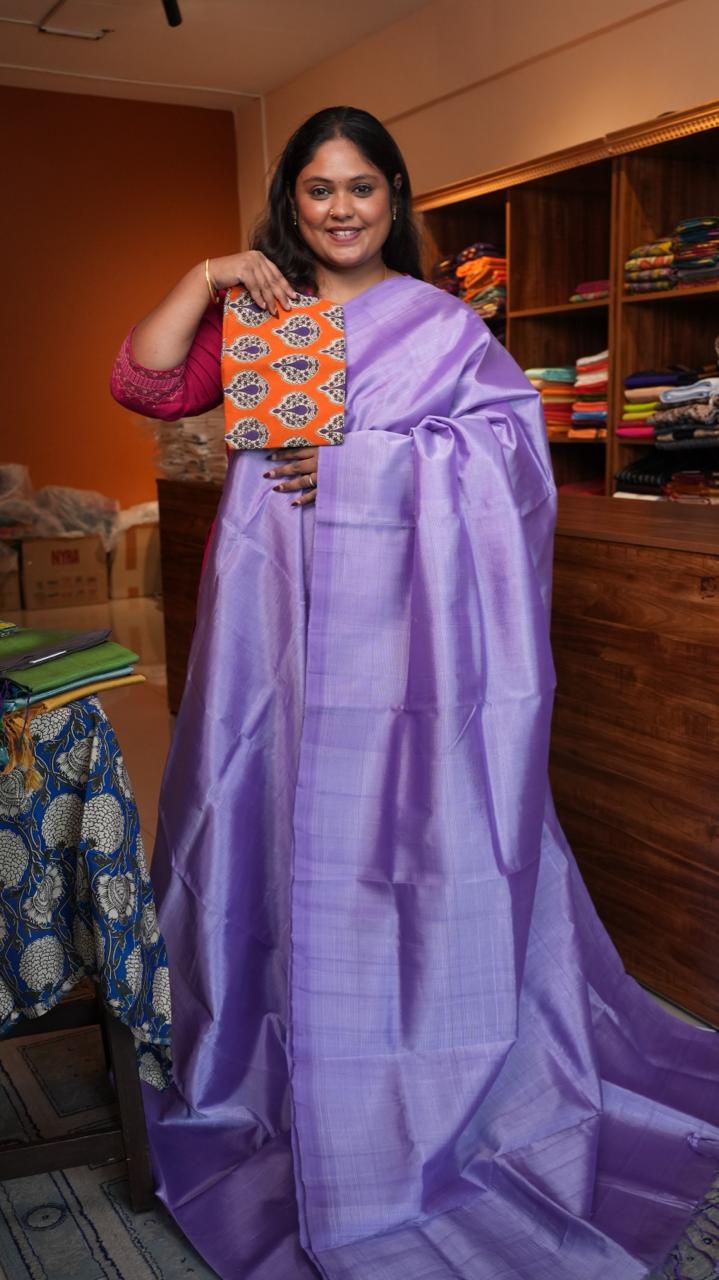 Mangalgiri Plain Silk Cotton Saree - 15-07-02-06 (LAVENDER JAM)