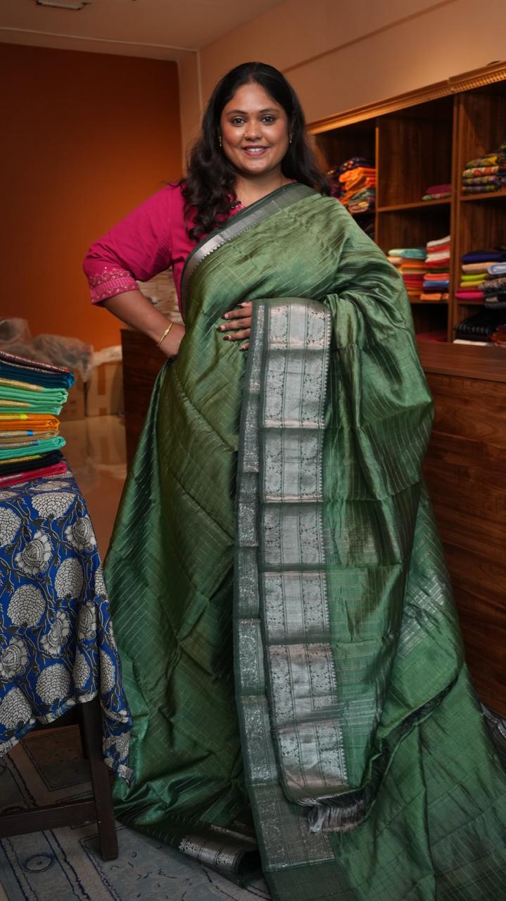 Mangalgiri  silk cotton Kattam Saree - 15-07-02-06 (SECRET GARDEN)