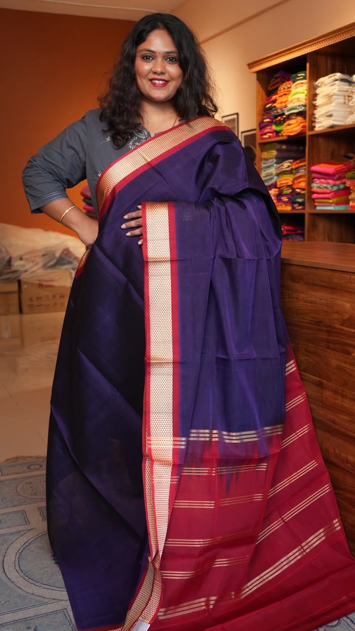 Devendra 6.25 Yards Saree - 11-07D-01-6.25Y-01 (INDIGO RUBY)