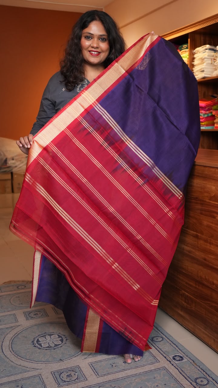 Devendra 6.25 Yards Saree - 11-07D-01-6.25Y-01 (INDIGO RUBY)