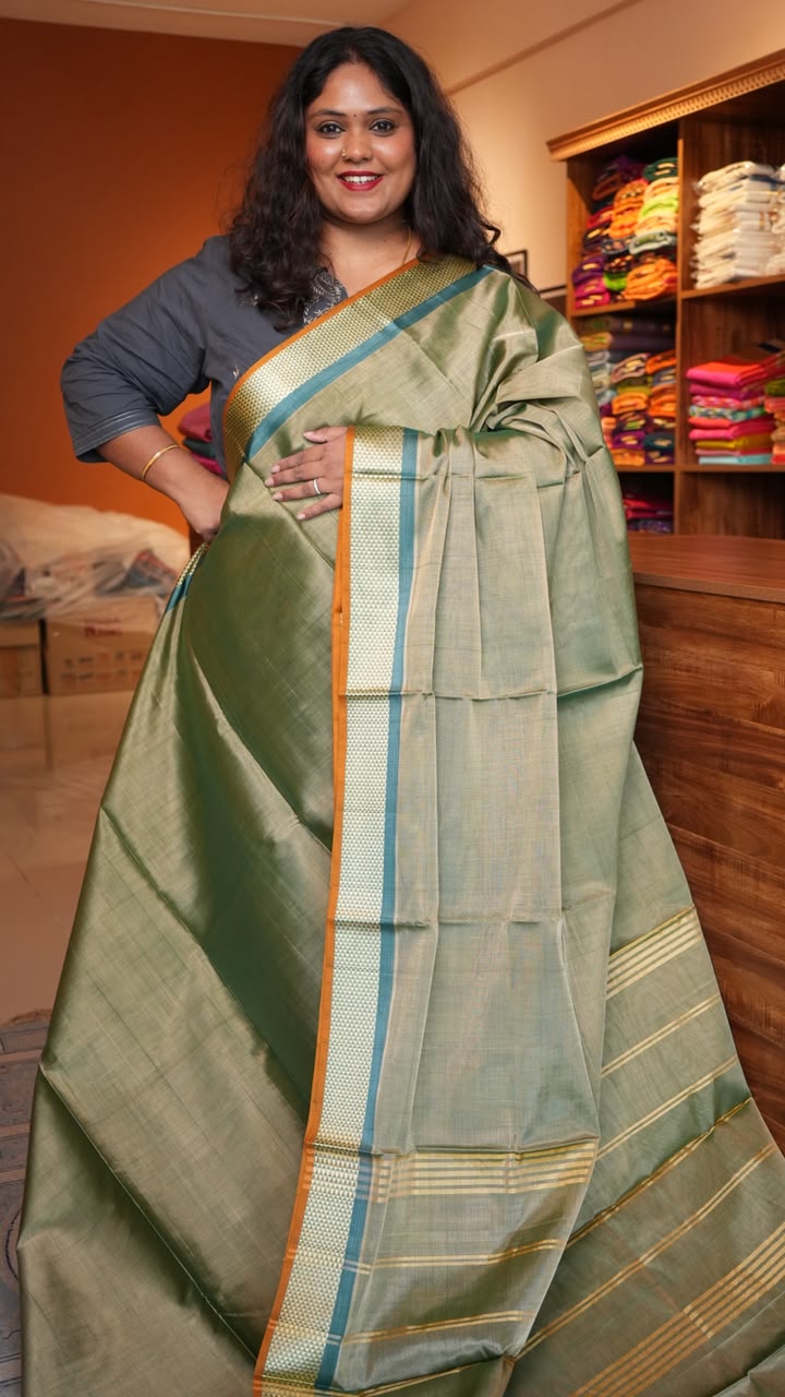 Devendra 7 Yards Saree - 11-07D-07-7Y-01 (SAGE AQUA)