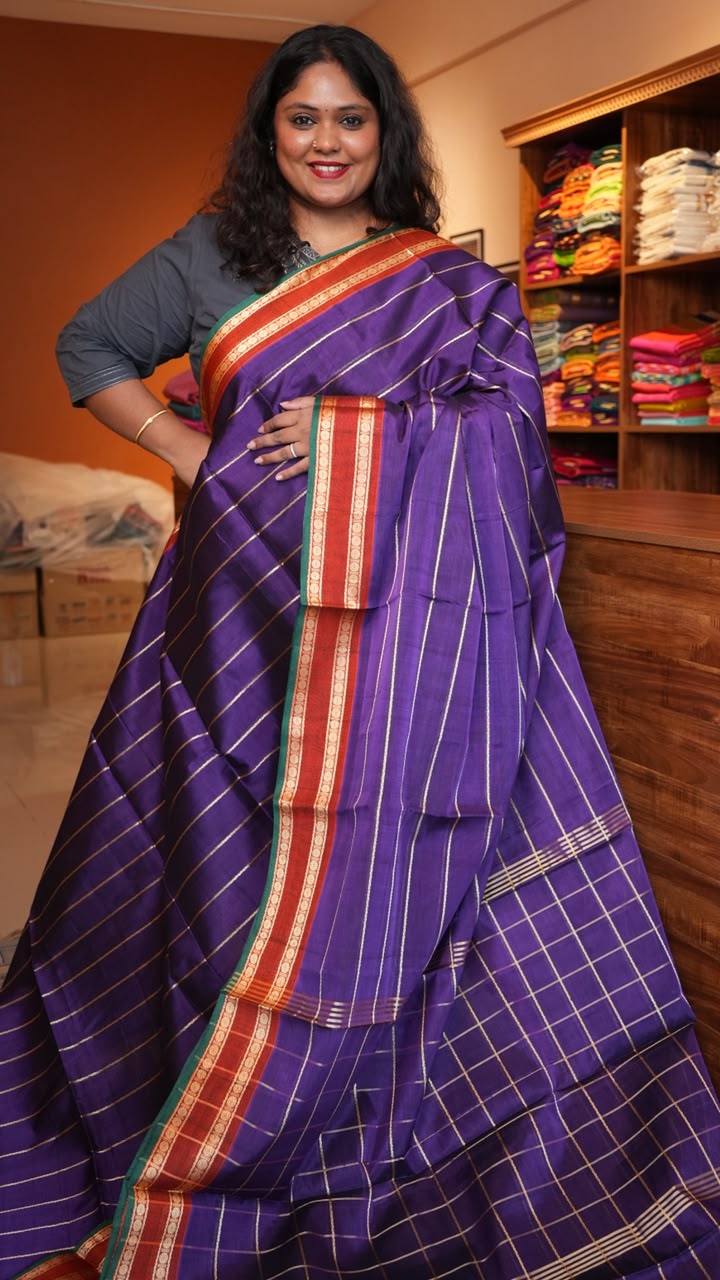 Devendra 7 Yards Saree - 11-07D-08-7Y-02 (BURNT ORCHID)