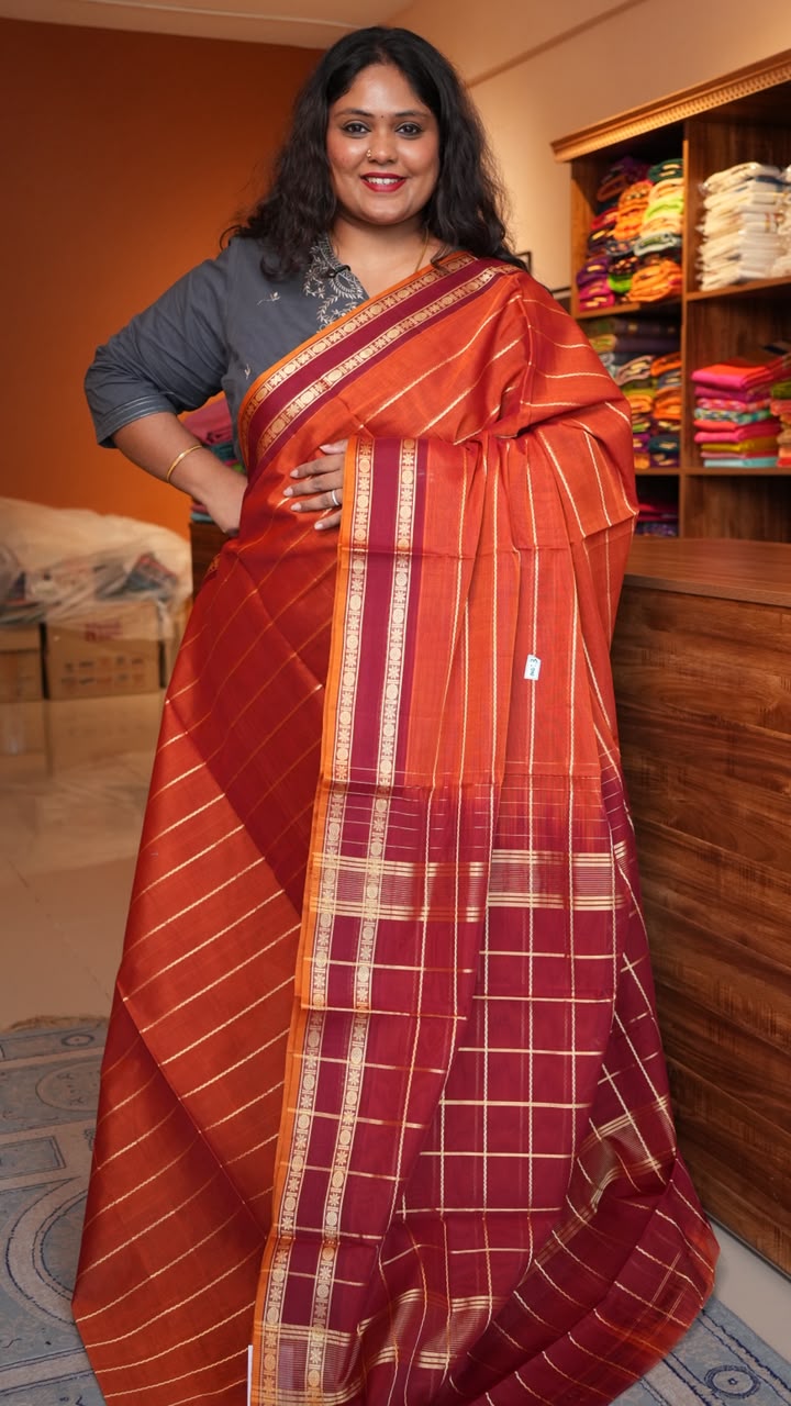 Devendra 6 Yards Saree - 11-07D-03-6Y-02 (AMBER MERLOT)