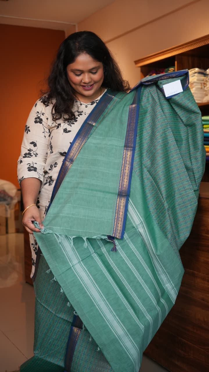 Kanchi Cotton Saree -01-03-06-01 (SEAGLASS)