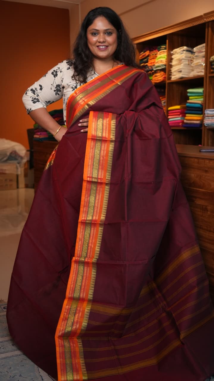Kanchi Cotton Saree -01-09B-01-38 (OXBLOOD)